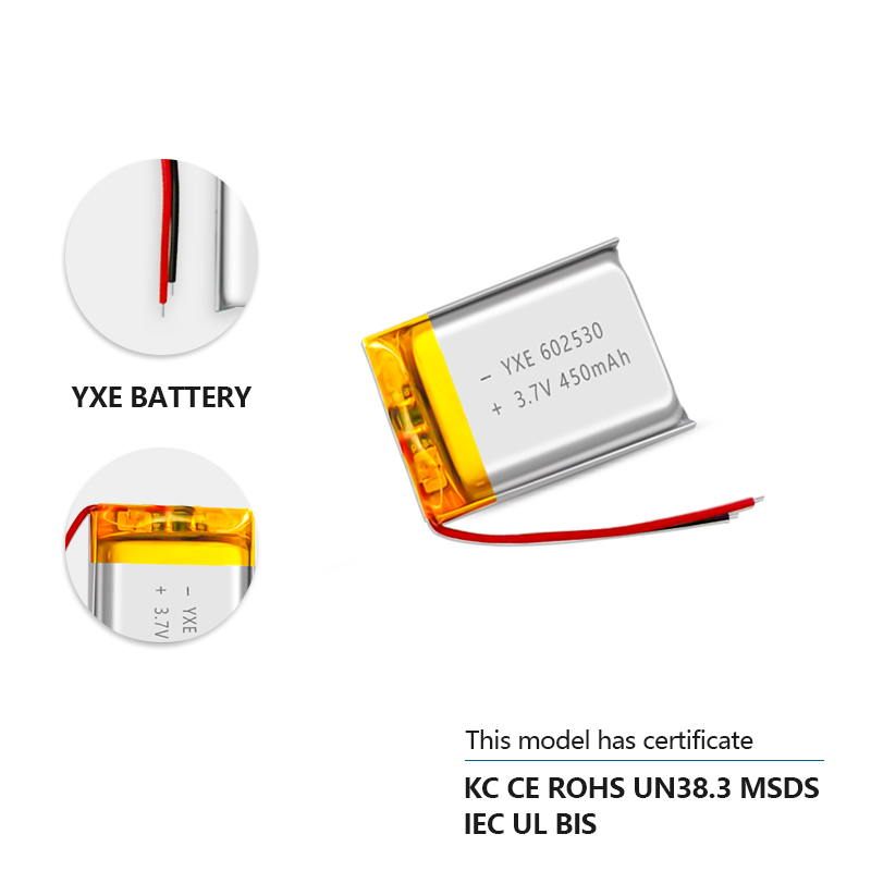 3.7 V Li-ion Battery 602530-450mah
